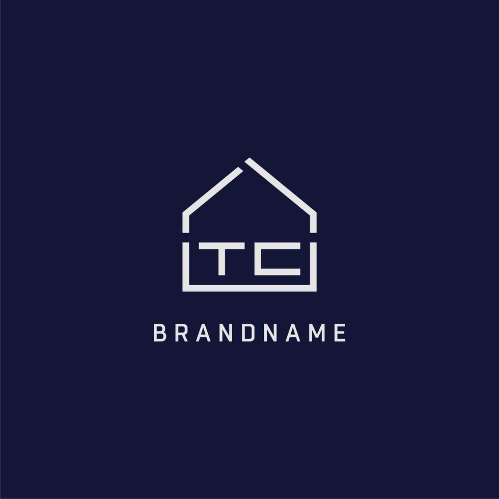 letra inicial tc techo ideas de diseño de logotipo de bienes raíces vector