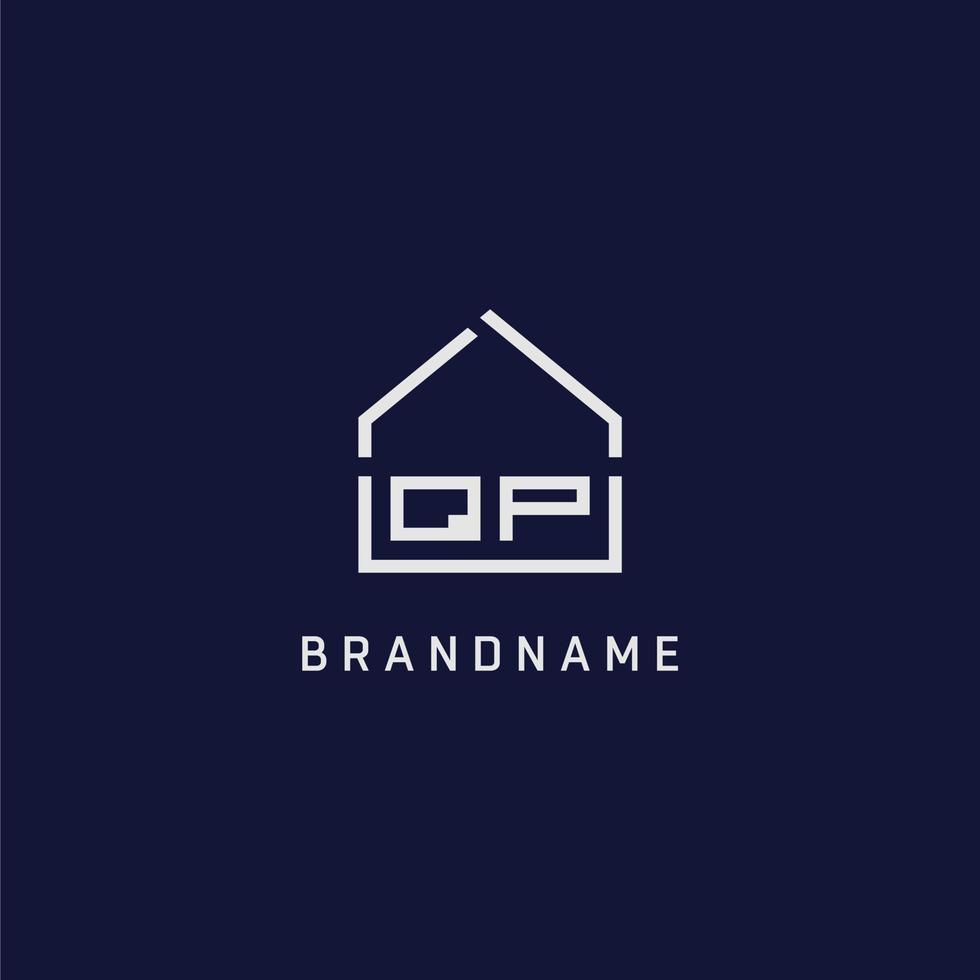 Initial letter QP roof real estate logo design ideas vector