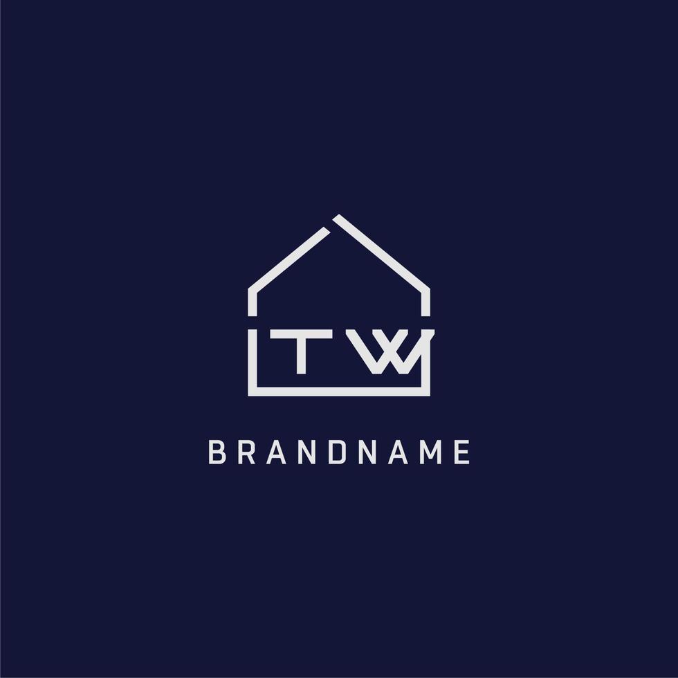 Initial letter TW roof real estate logo design ideas vector