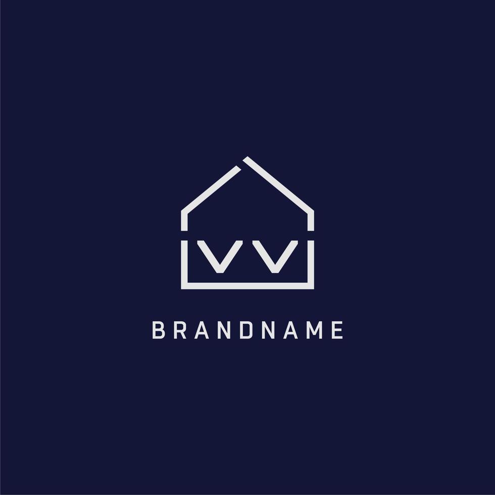 Initial letter VV roof real estate logo design ideas vector