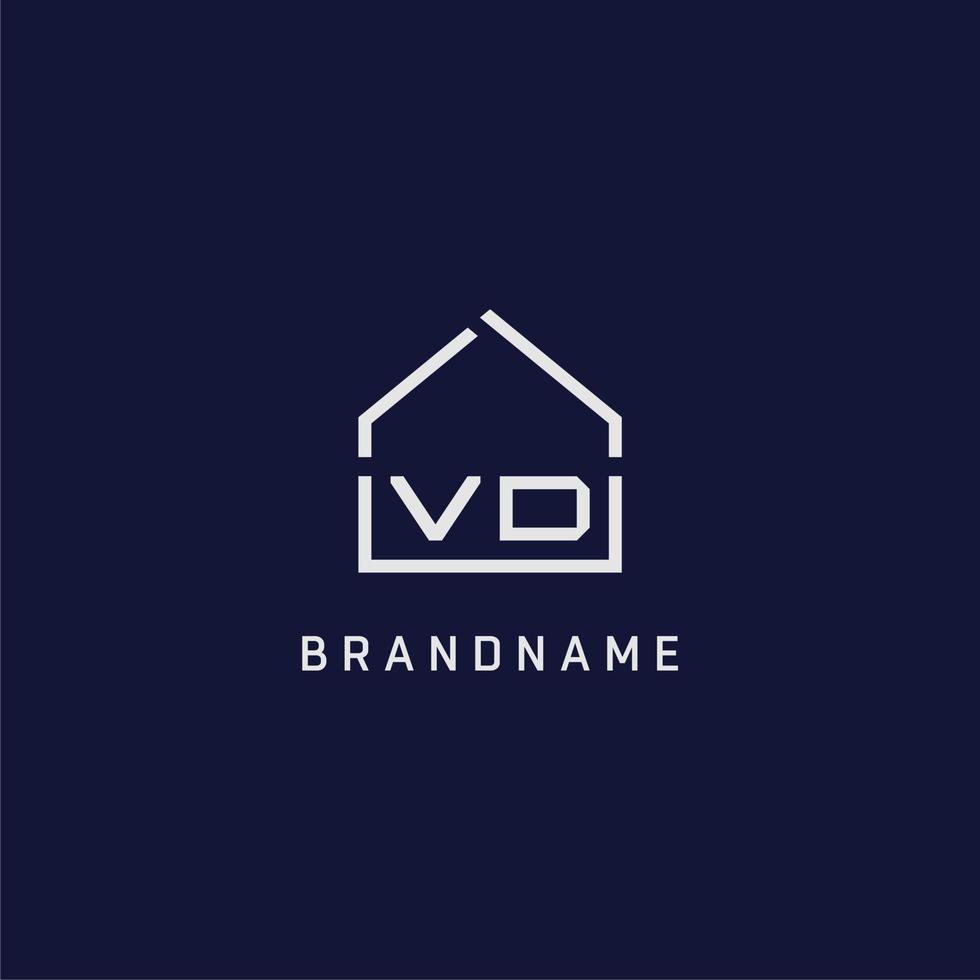 Initial letter VD roof real estate logo design ideas vector