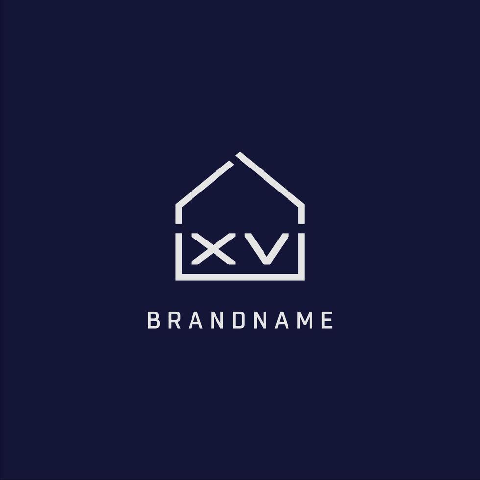 Initial letter XV roof real estate logo design ideas vector