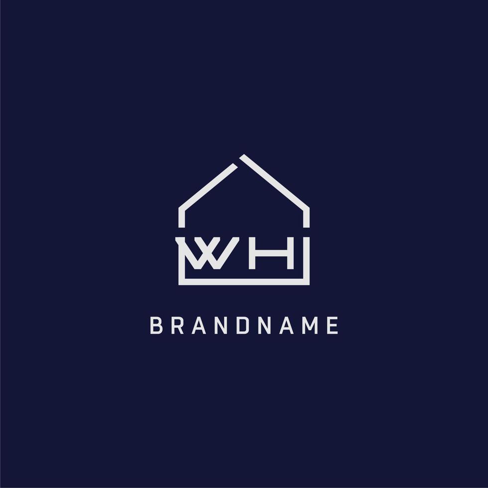 Initial letter WH roof real estate logo design ideas vector