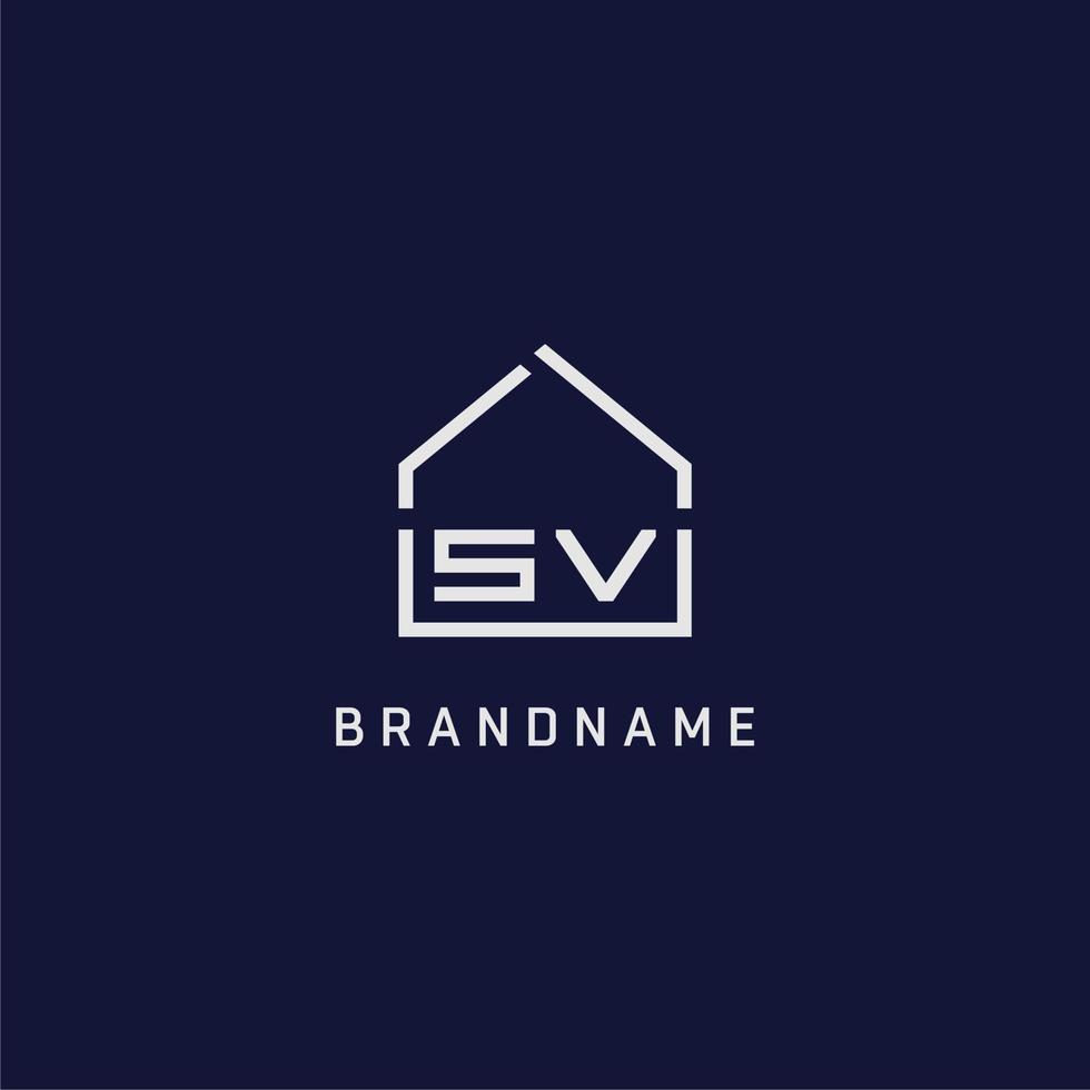 Initial letter SV roof real estate logo design ideas vector
