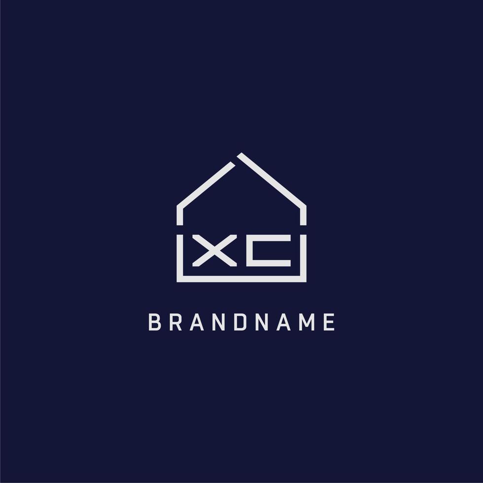 Initial letter XC roof real estate logo design ideas vector