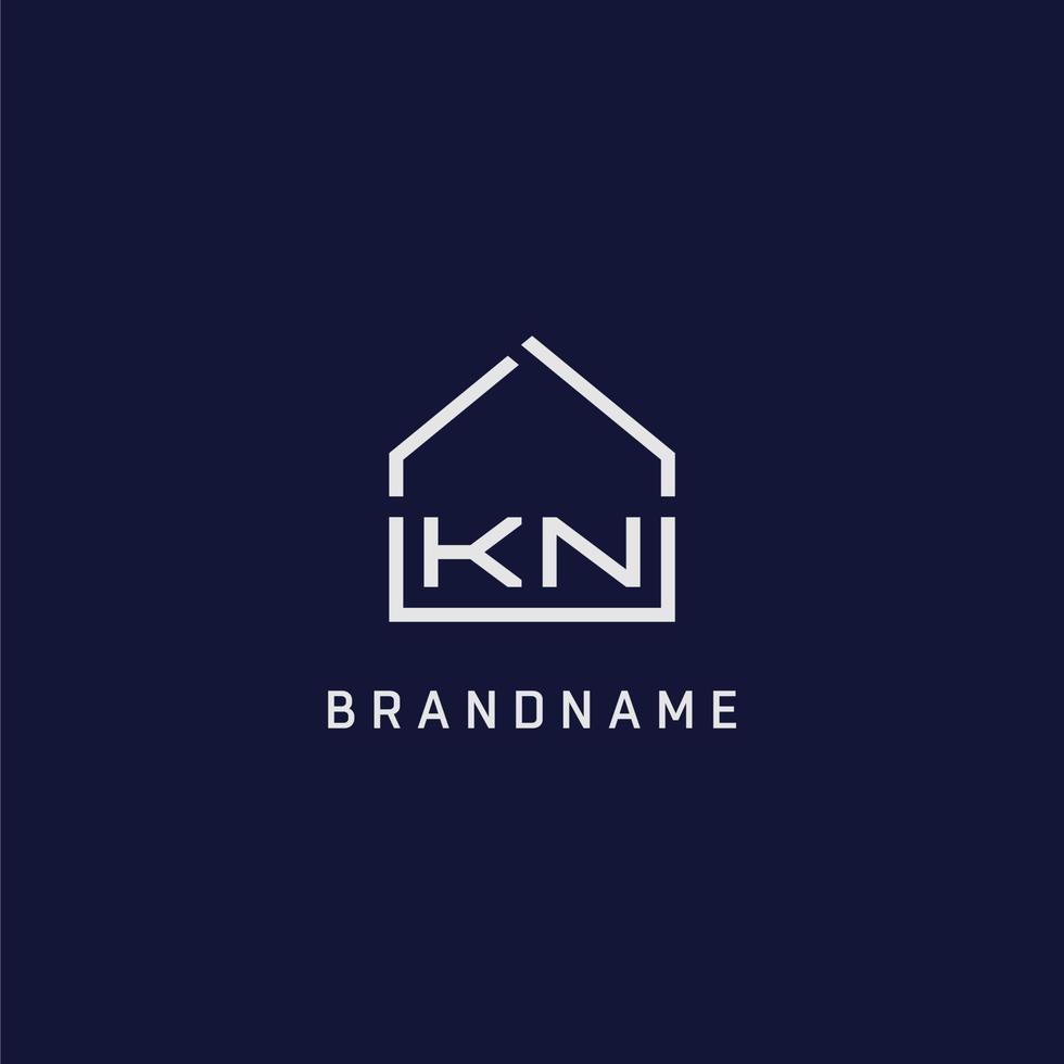 letra inicial kn techo ideas de diseño de logotipo de bienes raíces vector