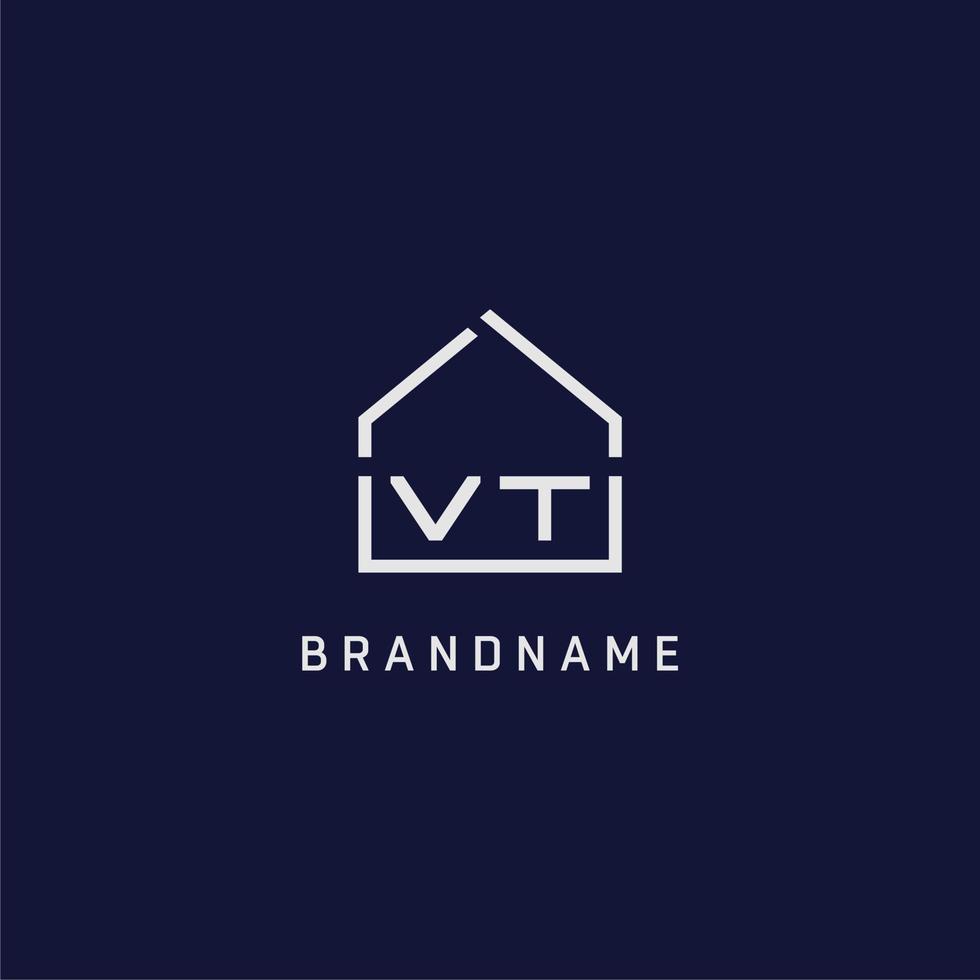 Initial letter VT roof real estate logo design ideas vector
