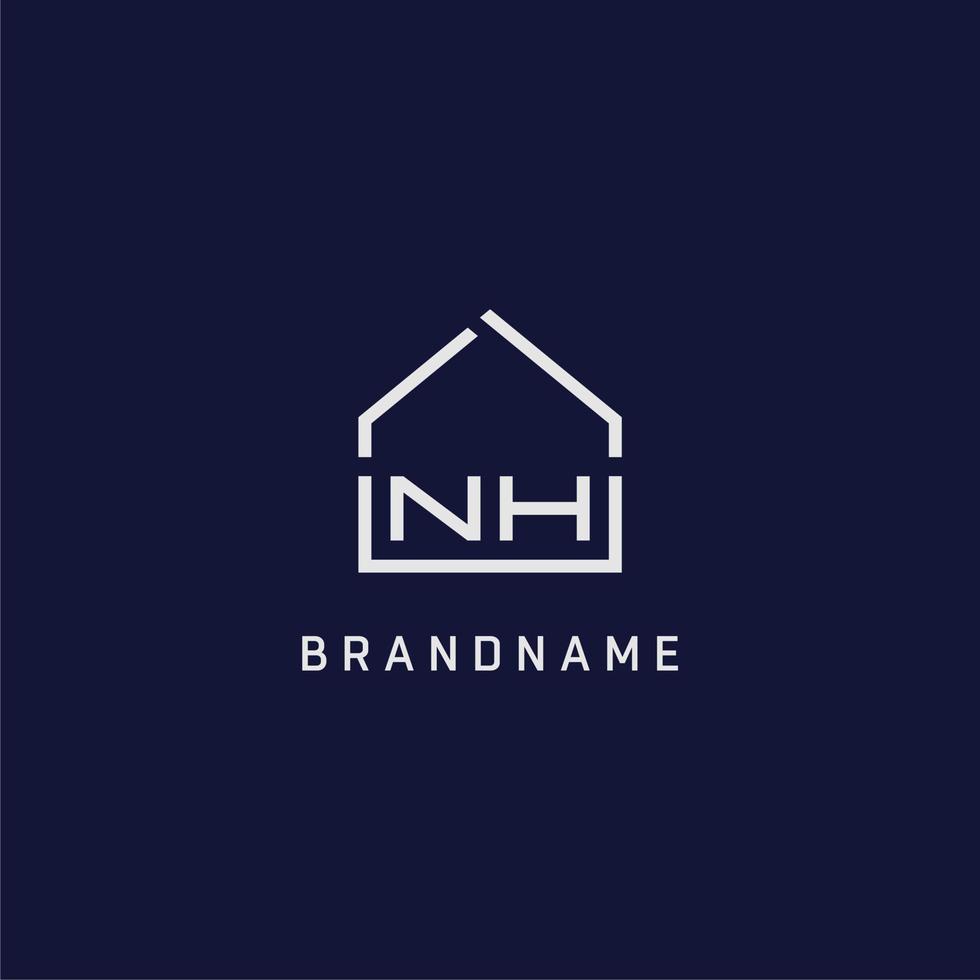 Initial letter NH roof real estate logo design ideas 15611839 Vector ...