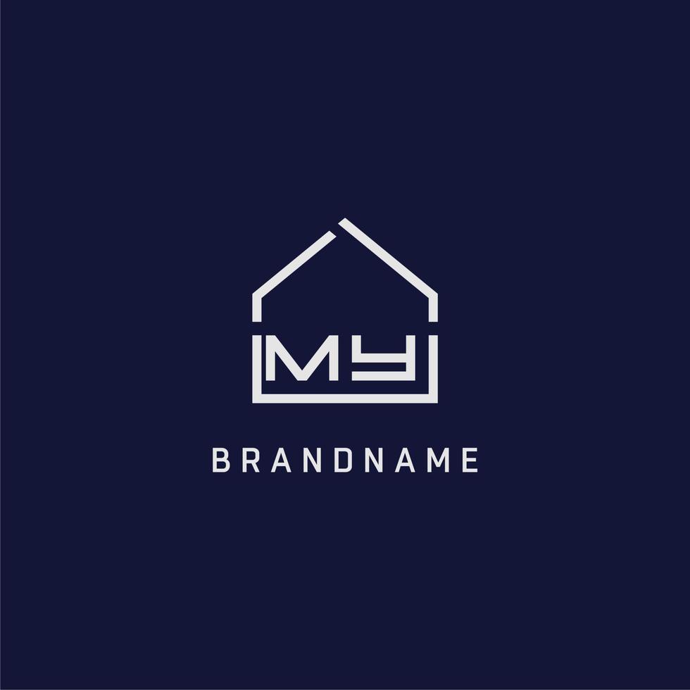 Initial letter MY roof real estate logo design ideas vector