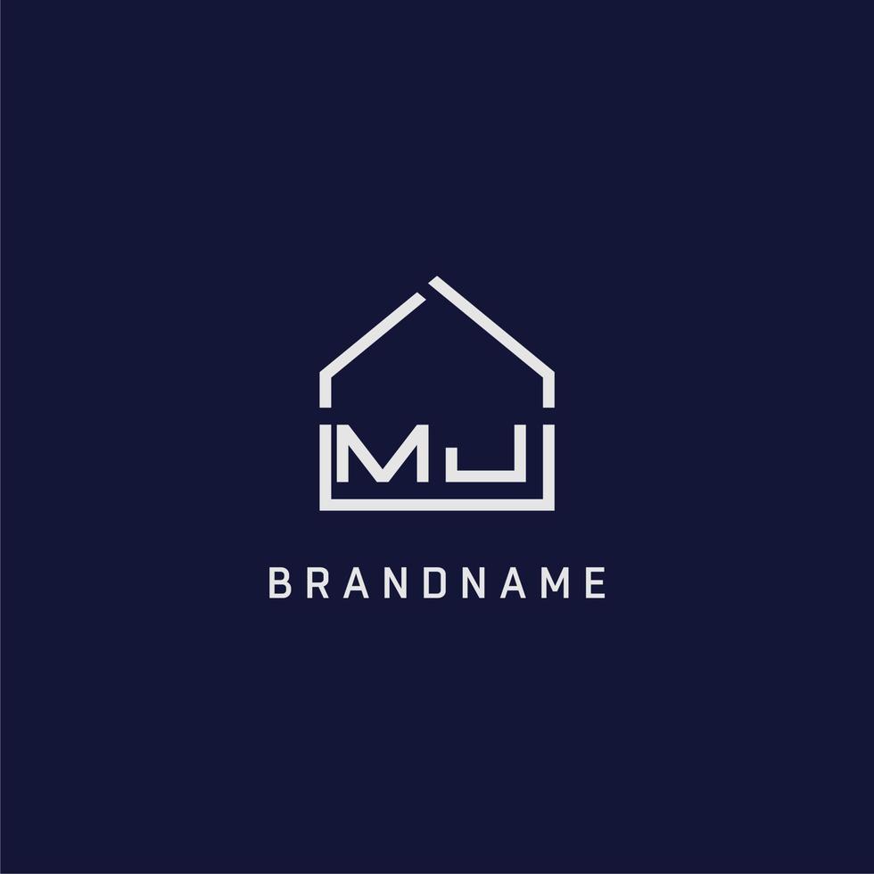Initial letter MJ roof real estate logo design ideas vector