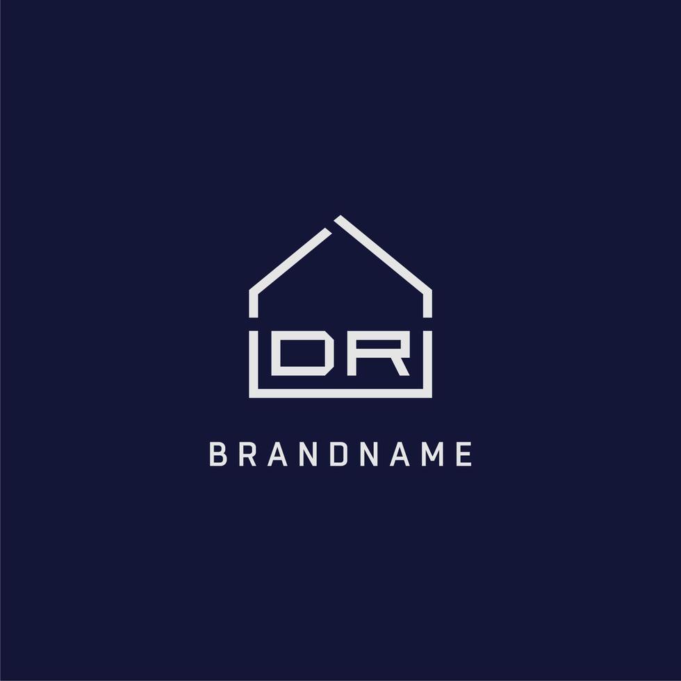 letra inicial dr techo ideas de diseño de logotipo de bienes raíces vector
