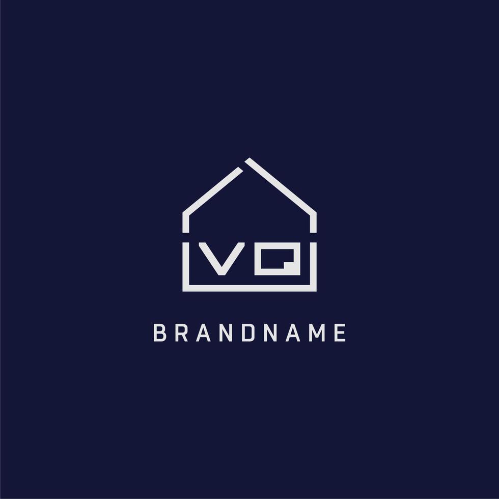 Initial letter VQ roof real estate logo design ideas vector