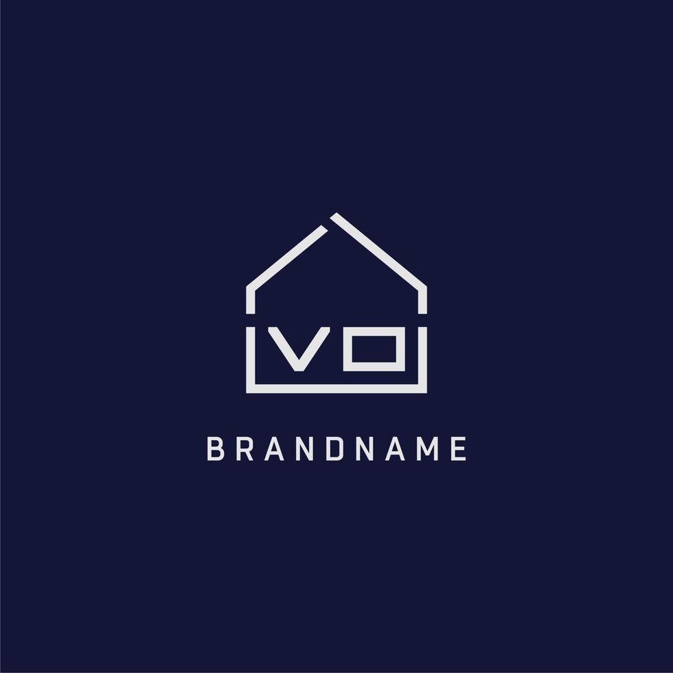 Initial letter VO roof real estate logo design ideas vector