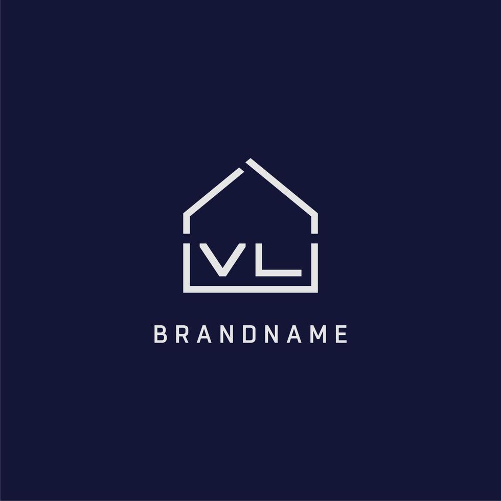 letra inicial vl techo ideas de diseño de logotipo de bienes raíces vector