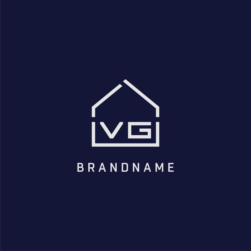 Initial letter VG roof real estate logo design ideas vector
