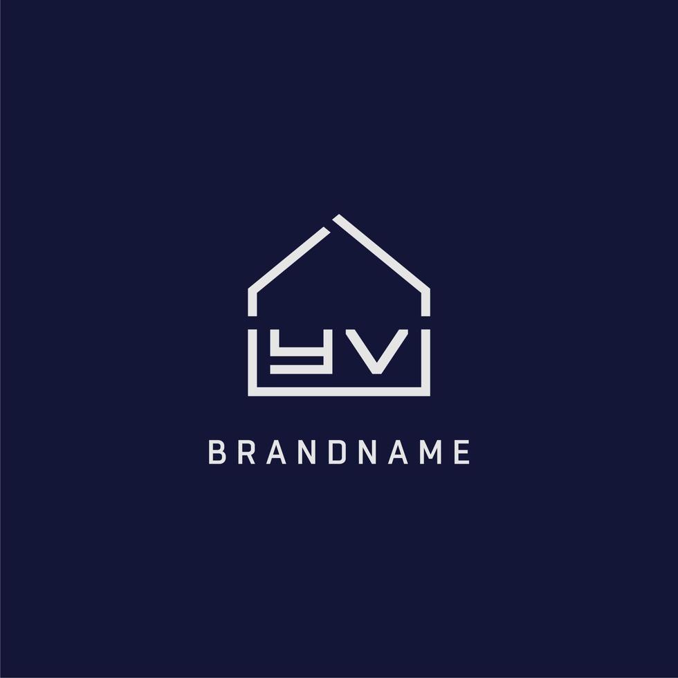 Initial letter YV roof real estate logo design ideas vector