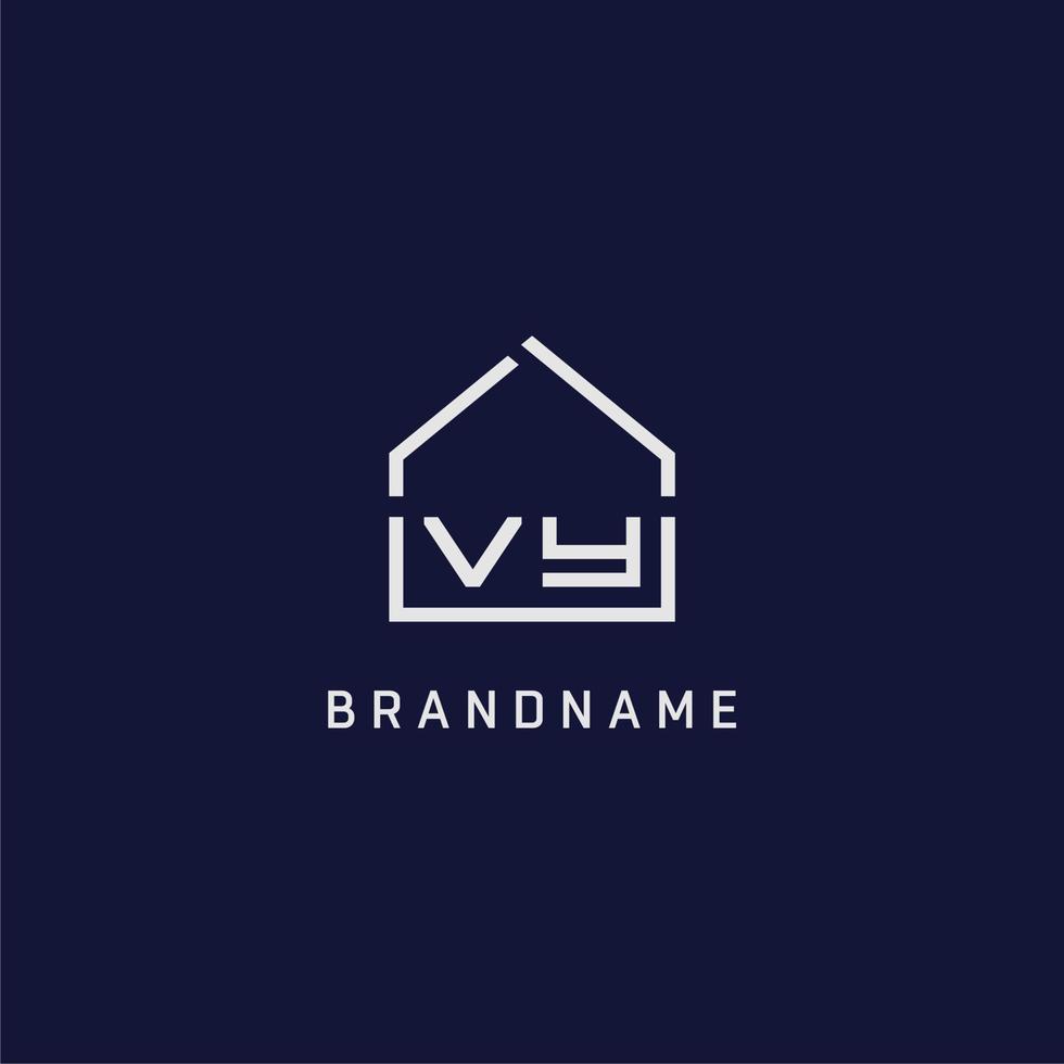 Initial letter VY roof real estate logo design ideas vector