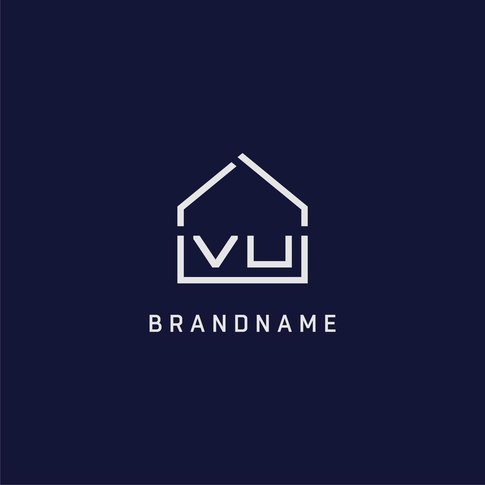 Initial letter VU roof real estate logo design ideas vector
