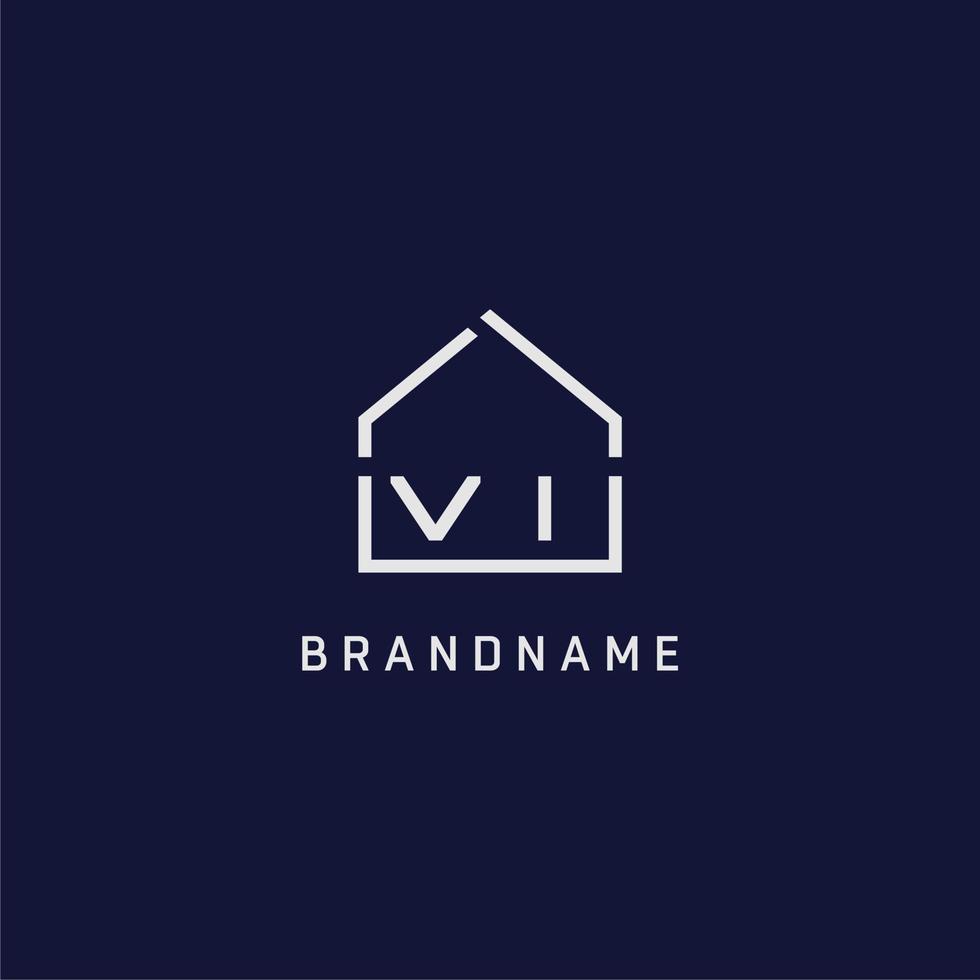 Initial letter VI roof real estate logo design ideas vector
