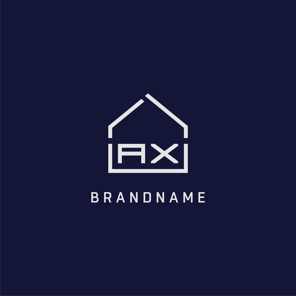 Initial letter AX roof real estate logo design ideas vector