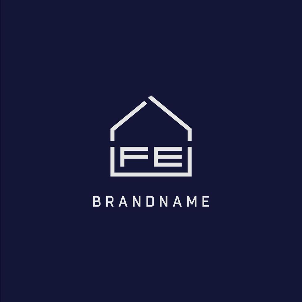 Initial letter FE roof real estate logo design ideas vector