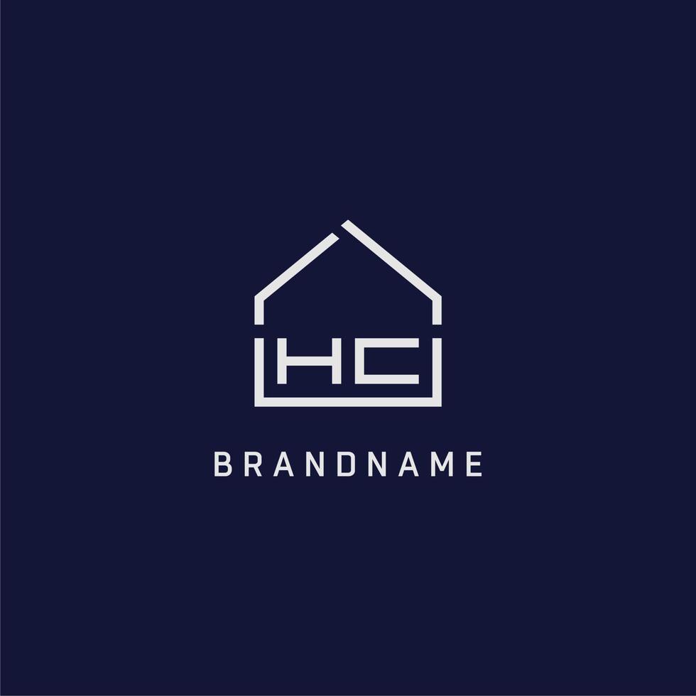 letra inicial hc roof real estate logo design ideas vector