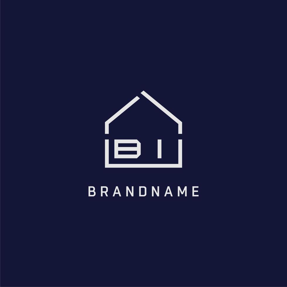 Initial letter BI roof real estate logo design ideas vector