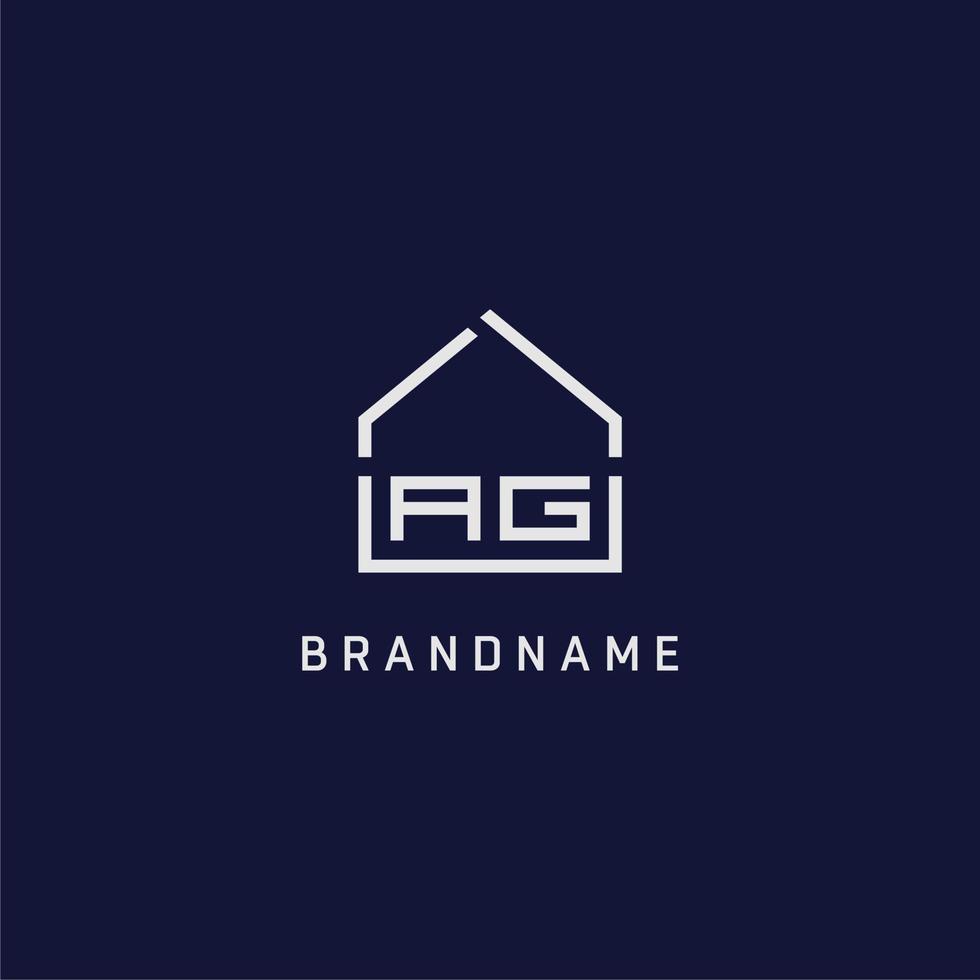 Initial letter AG roof real estate logo design ideas vector