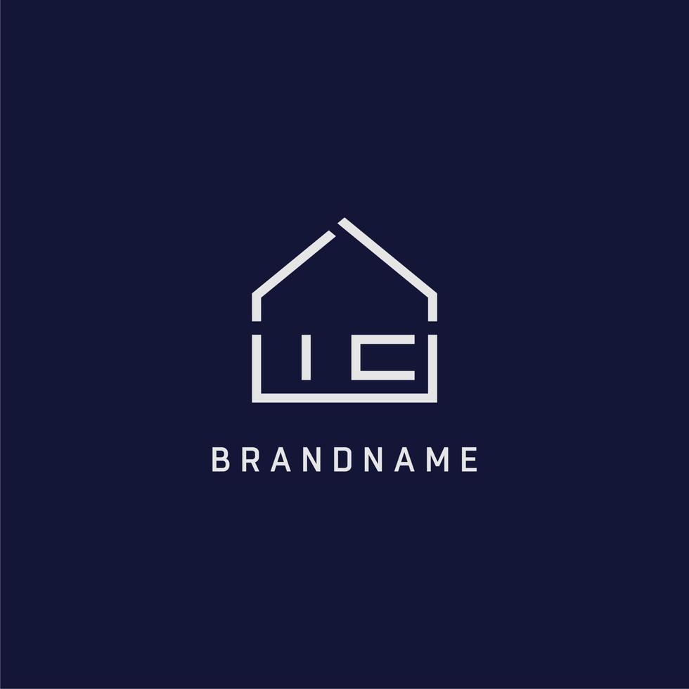 Initial letter IC roof real estate logo design ideas vector