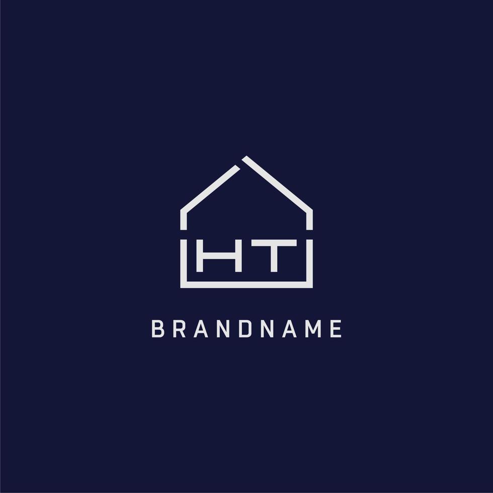 letra inicial ht techo ideas de diseño de logotipo de bienes raíces vector