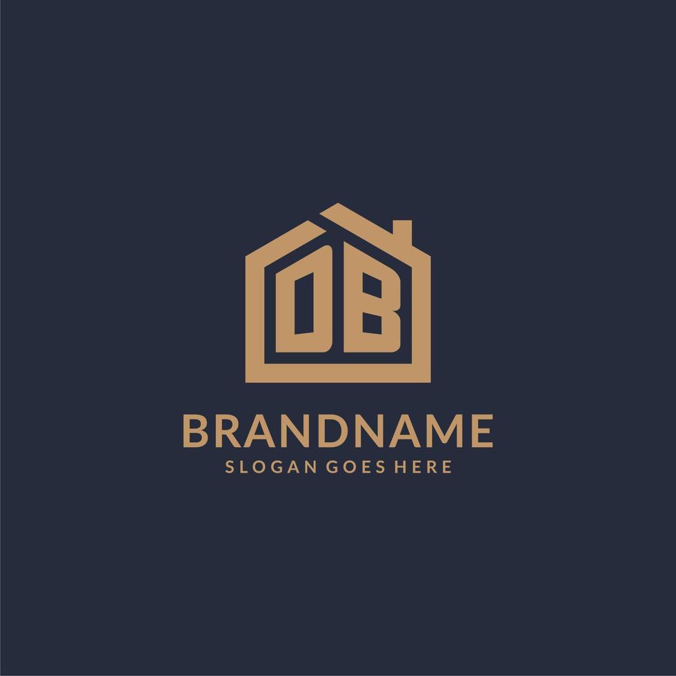 Initial letter DB logo with simple minimalist home shape icon design vector