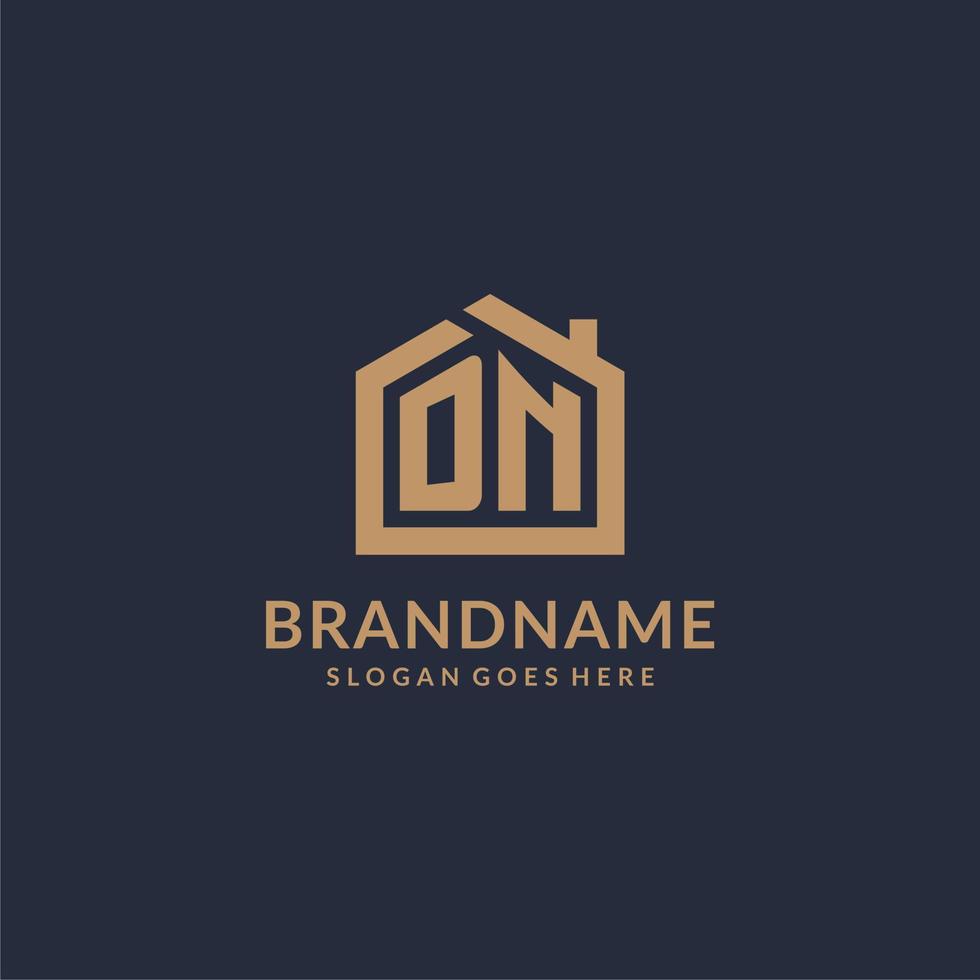 Initial letter DN logo with simple minimalist home shape icon design vector