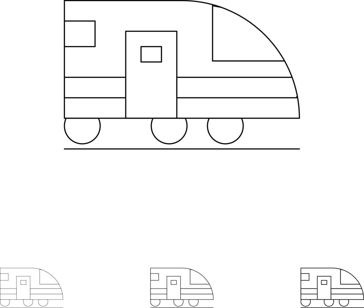 estación metro tren transporte audaz y delgada línea negra conjunto de iconos vector