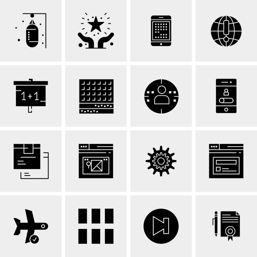 16 iconos de negocios universales vector ilustración de icono creativo para usar en proyectos relacionados con la web y dispositivos móviles