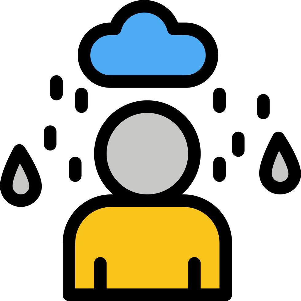 Man Cloud Rainy  Flat Color Icon Vector icon banner Template