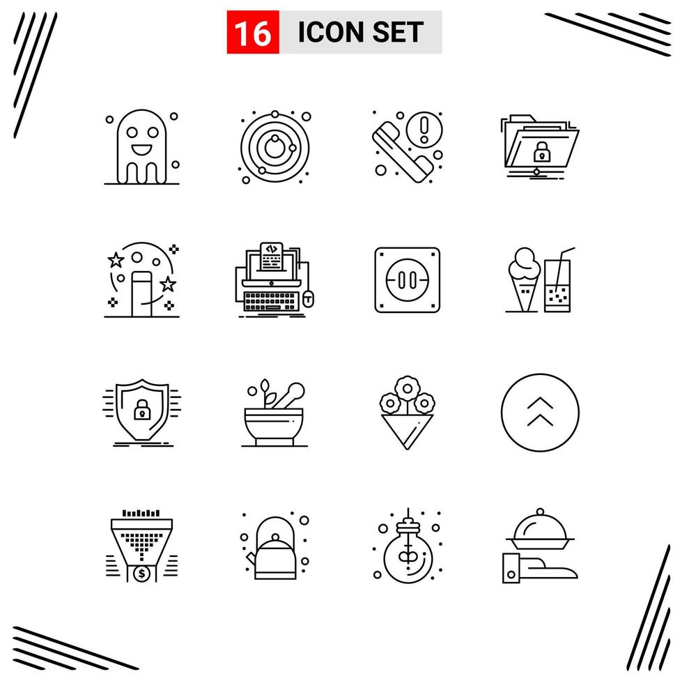 16 Icons Line Style Grid Based Creative Outline Symbols for Website ...