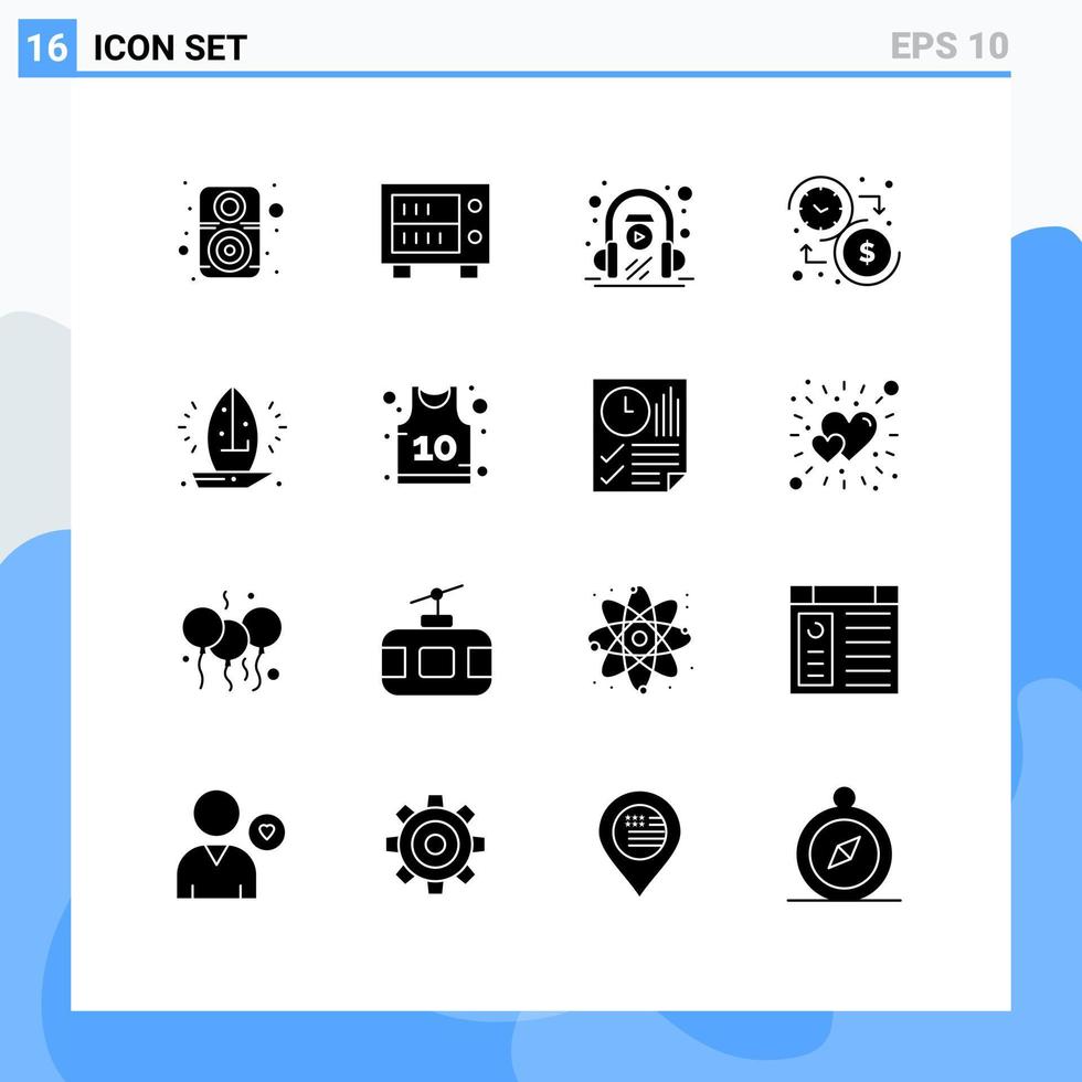 16 Creative Icons Modern Signs and Symbols of nautical up down headphone time dollar Editable Vector Design Elements