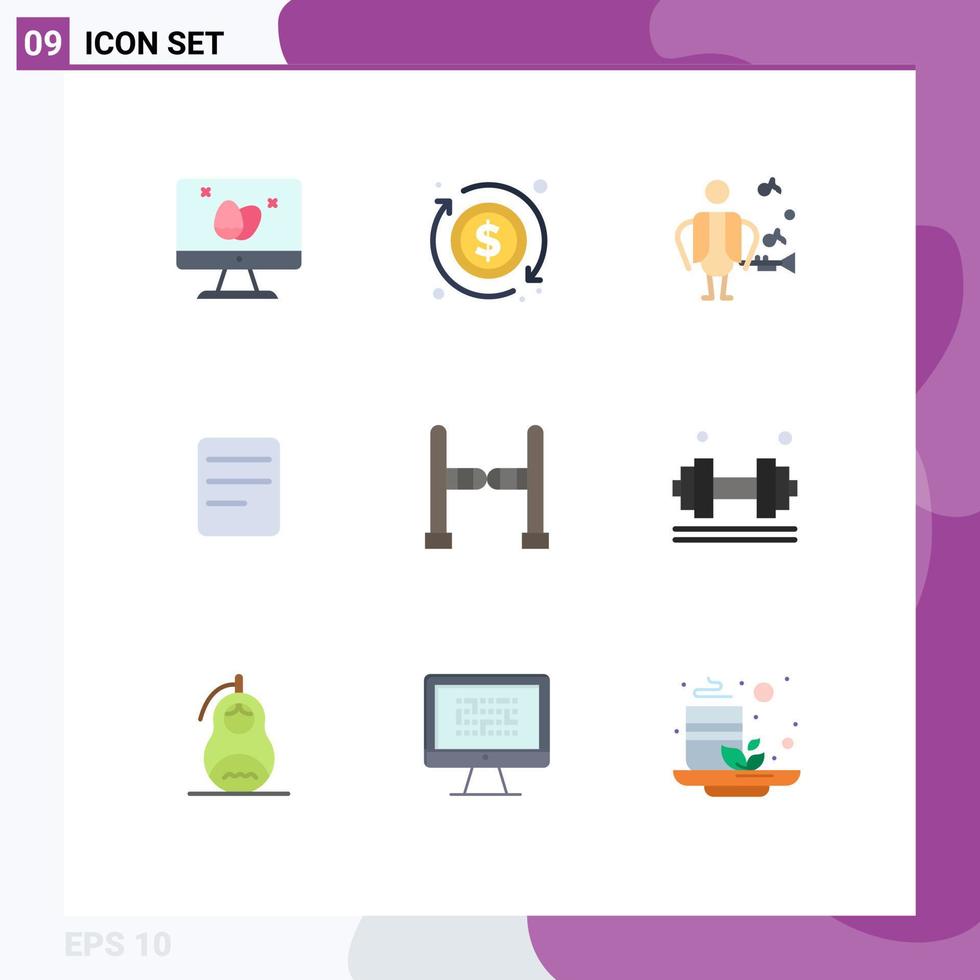9 iconos creativos signos y símbolos modernos de fitness swing music valla chat elementos de diseño vectorial editables vector