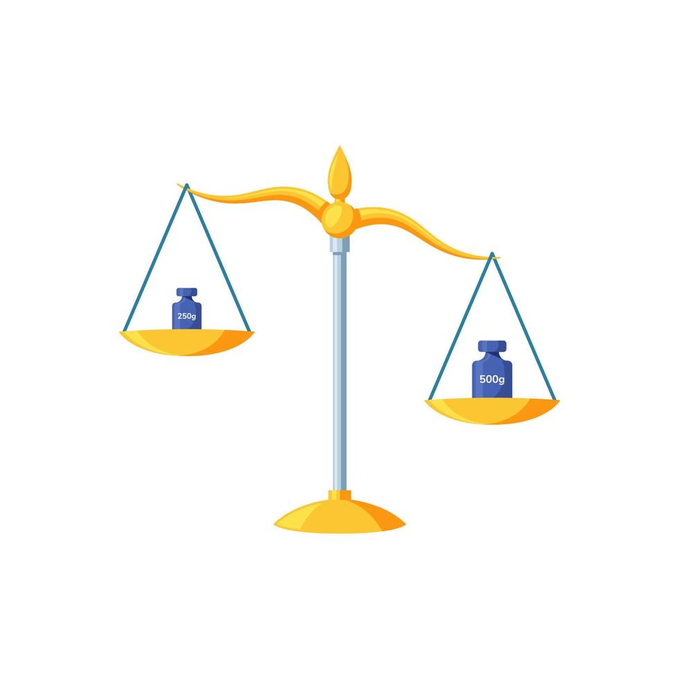 Golden scales icon in flat style. Libra symbol, balance sign. vector