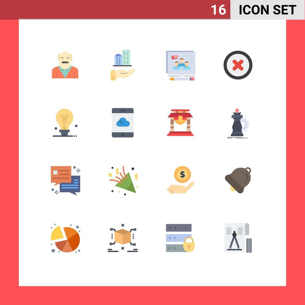 Universal Icon Symbols Group of 16 Modern Flat Colors of education ui analysis canceled debate Editable Pack of Creative Vector Design Elements