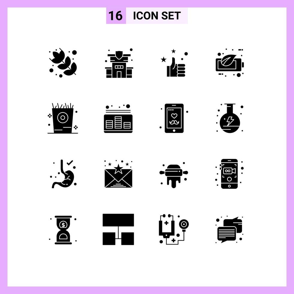 Set of 16 Modern UI Icons Symbols Signs for audio kid like holiday battery Editable Vector Design Elements