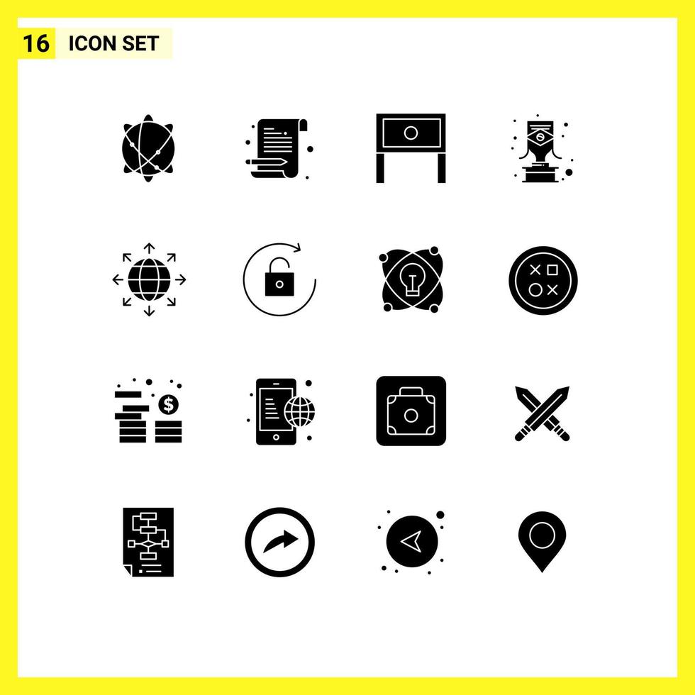 16 Creative Icons Modern Signs and Symbols of connection trophy end carnival table Editable Vector Design Elements