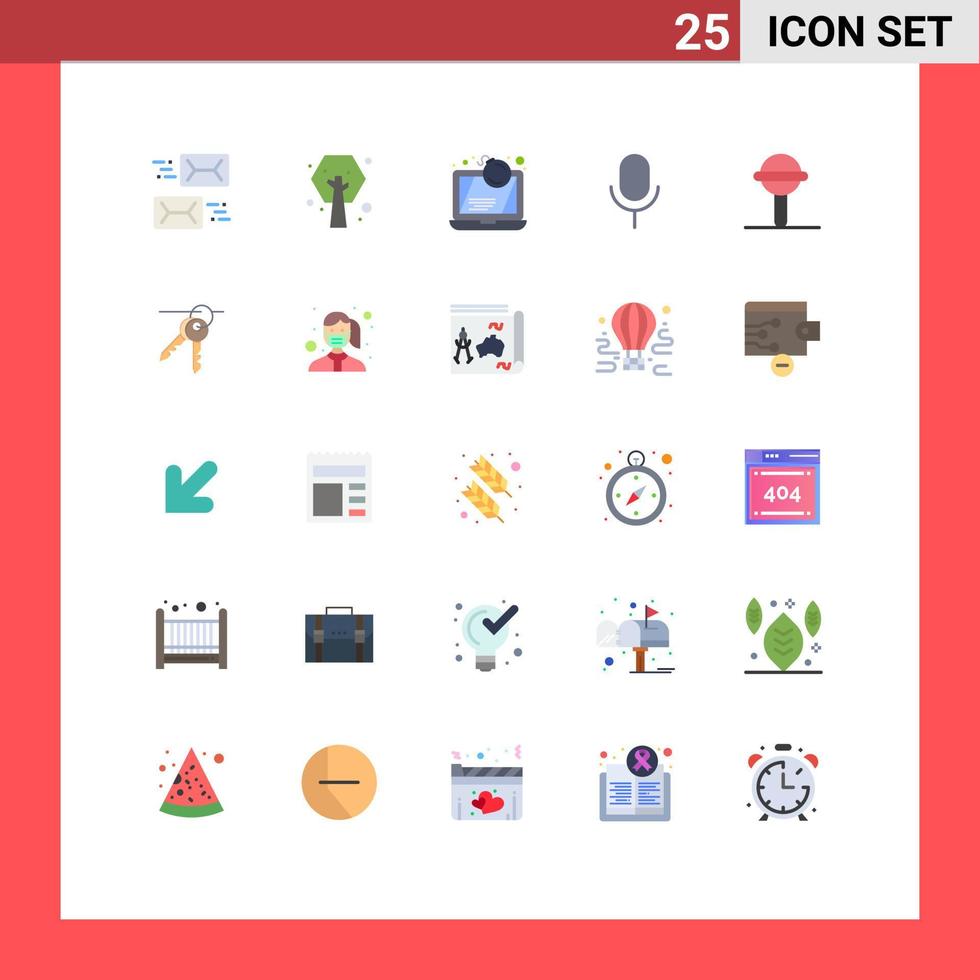 Modern Set of 25 Flat Colors and symbols such as ui microphone plant mic crime Editable Vector Design Elements