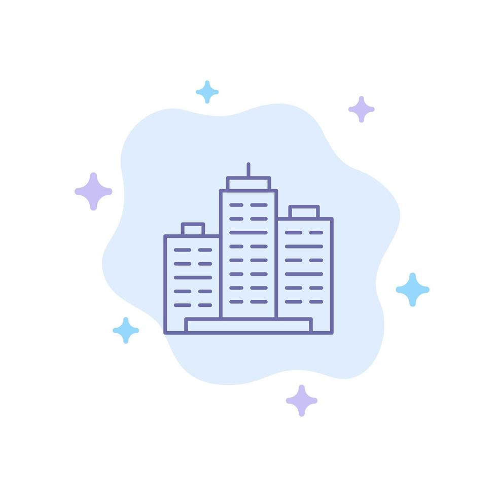 edificio arquitectura negocio finca oficina propiedad real icono azul sobre fondo de nube abstracta vector