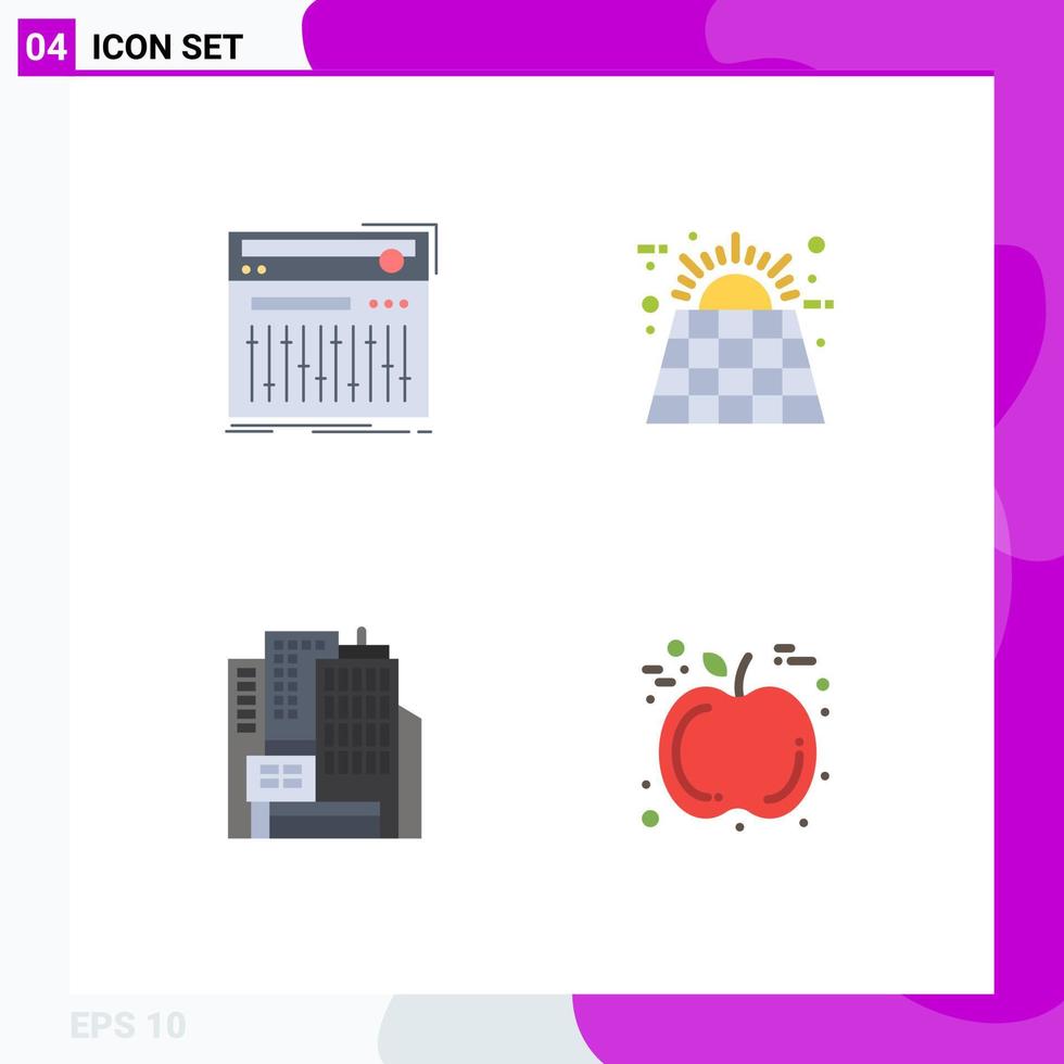 Flat Icon Pack of 4 Universal Symbols of control energy studio eco building Editable Vector Design Elements