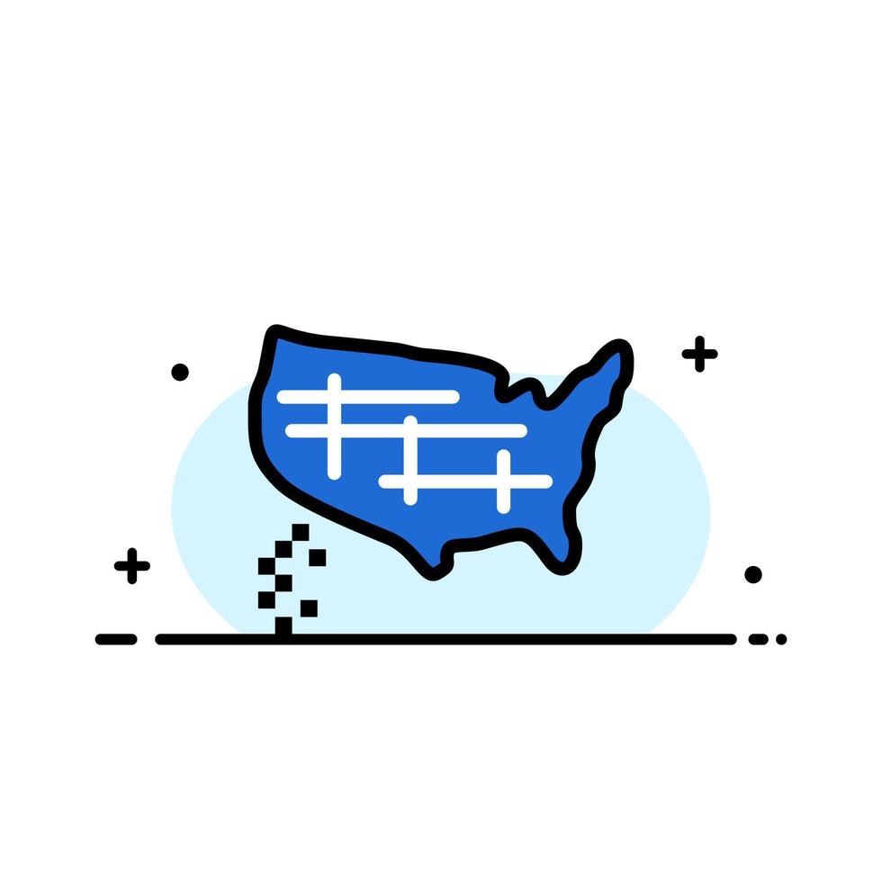 Map States United Usa  Business Flat Line Filled Icon Vector Banner Template