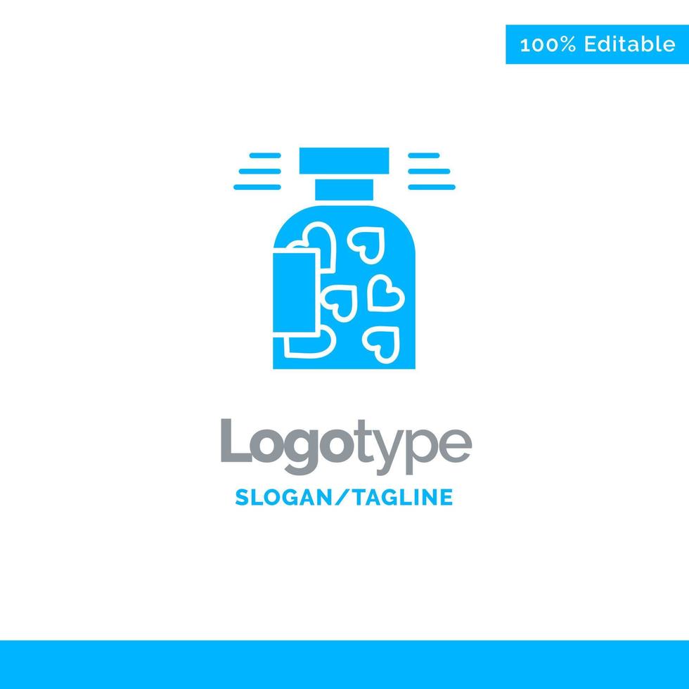 tarro botella galletas corazón san valentín azul sólido logotipo plantilla lugar para eslogan vector