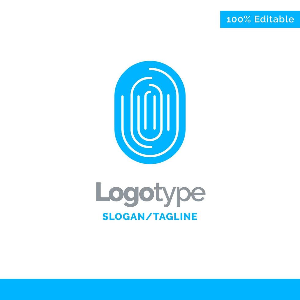 Fingerprint Identity Recognition Scan Scanner Scanning Blue Solid Logo Template Place for Tagline vector