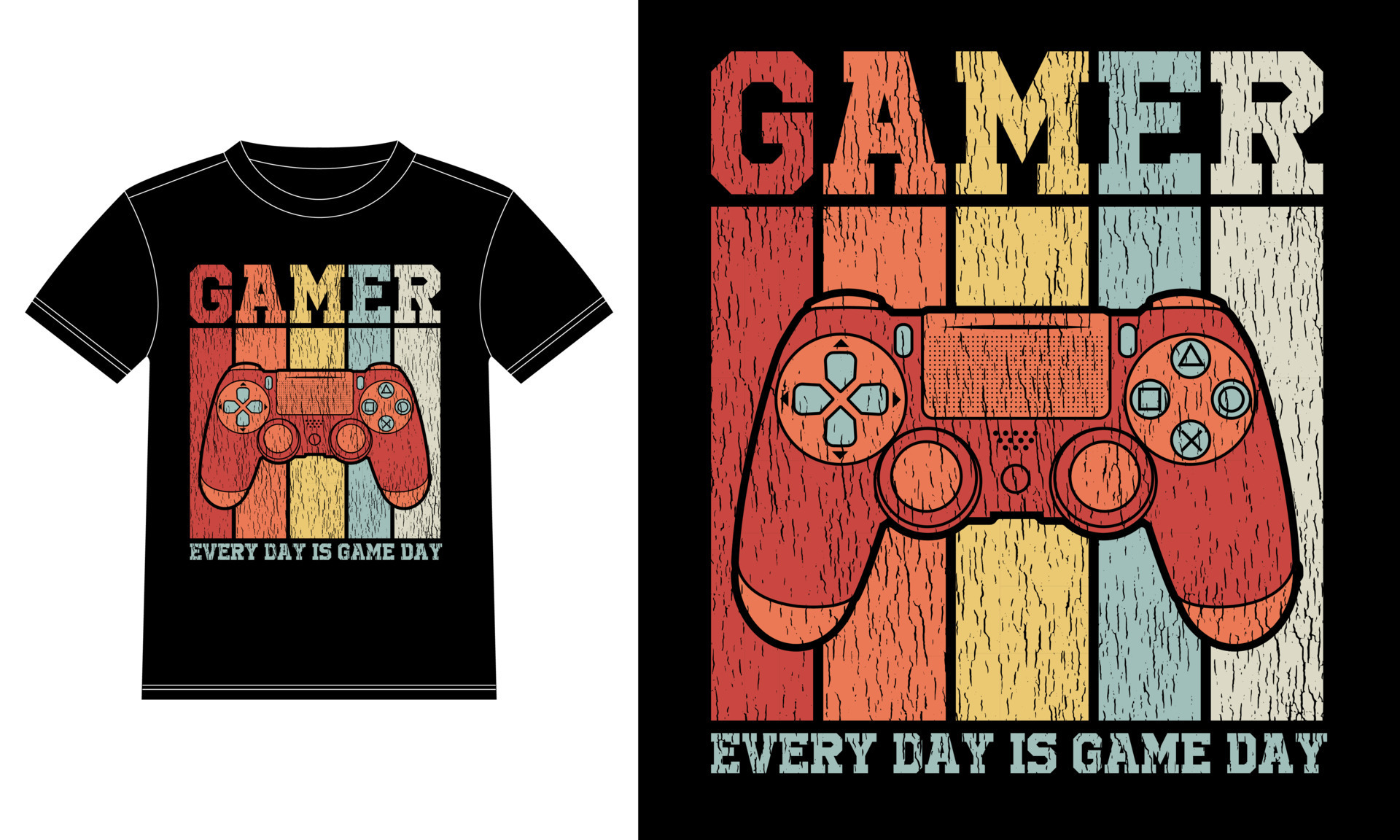 GAMER Typography Every Day Is Game Day T-shirt Design template, Car ...