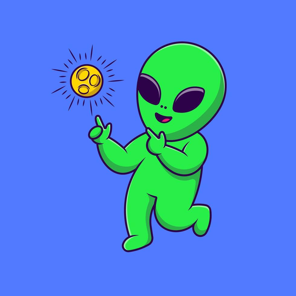 extraterrestre lindo obtener ideas ilustración de iconos de vector de dibujos animados. concepto de caricatura plana. adecuado para cualquier proyecto creativo.